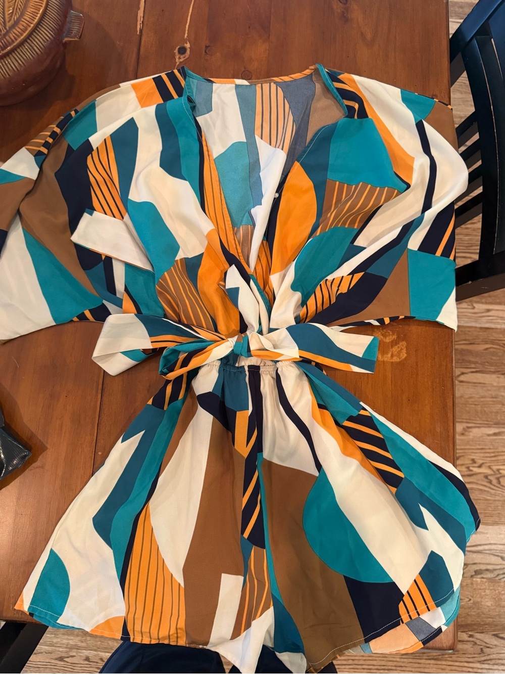 Cupshe Boho Women's Geo-Print Wrap Romper - Picture 3 of 3
